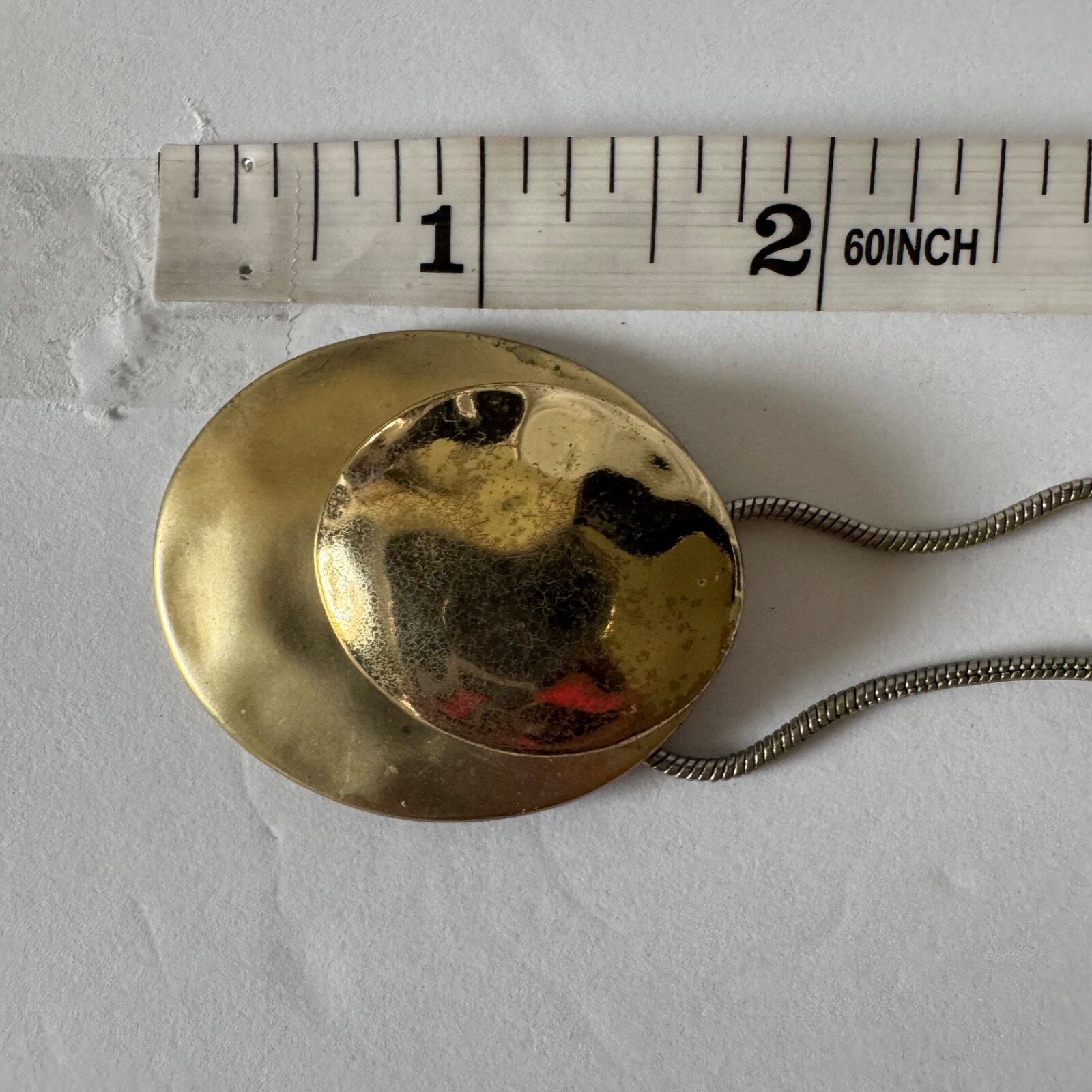 Bill Blass Double Solid Circle Pendent Necklace Gold Tone