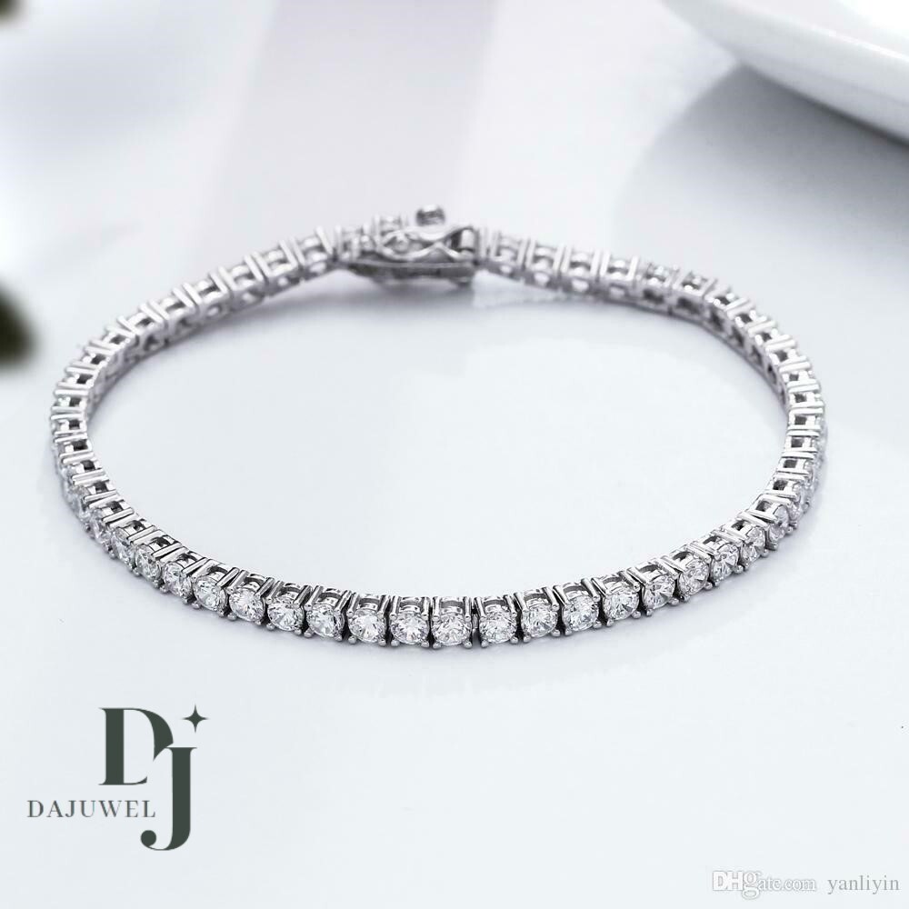 7′ Inch Long Tennis Wedding Bracelet Solid 14K White Gold 5 Carat Round Cut VVS1