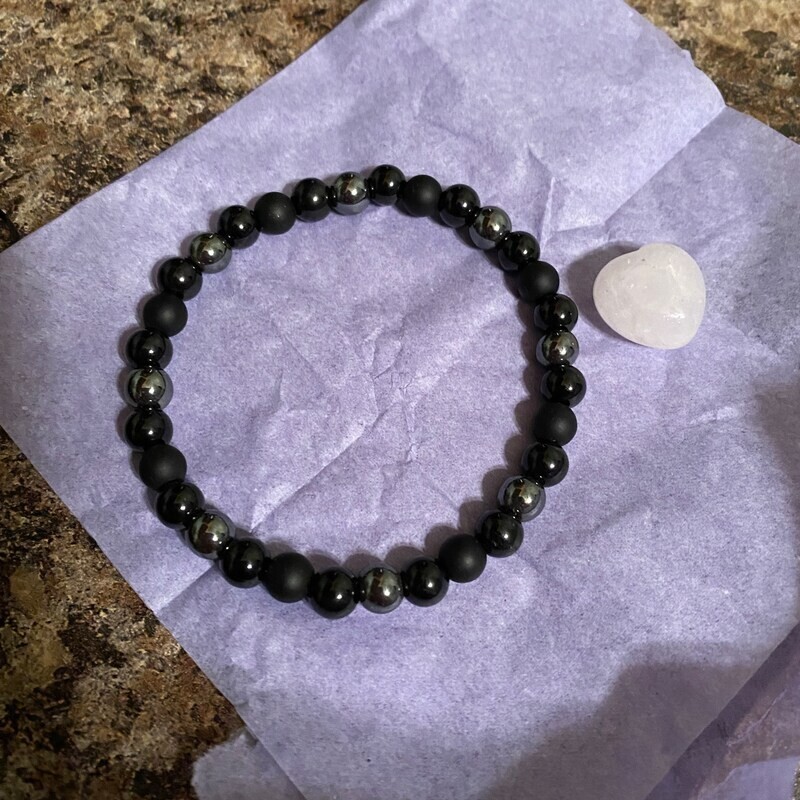 6mm Triple Protection Bracelet Black Tourmaline Gold Sheen Obsidian Black Onyx