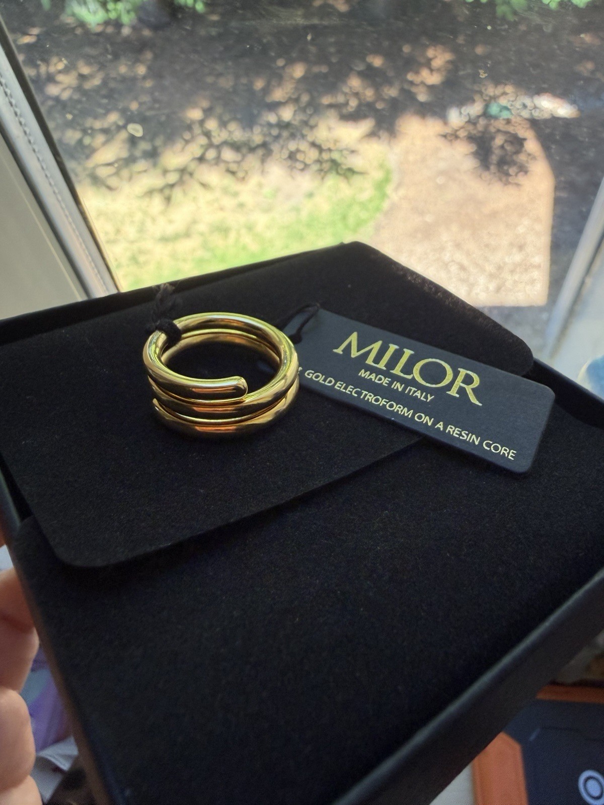 Milor 14K Resin Gold Ring Italy Size 7 Electroform Multi Row Band