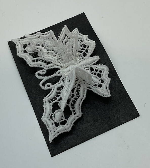 Stiffened Lace Dimensional Butterfly Brooch. Approx 4.5×2.5cm. Handmade