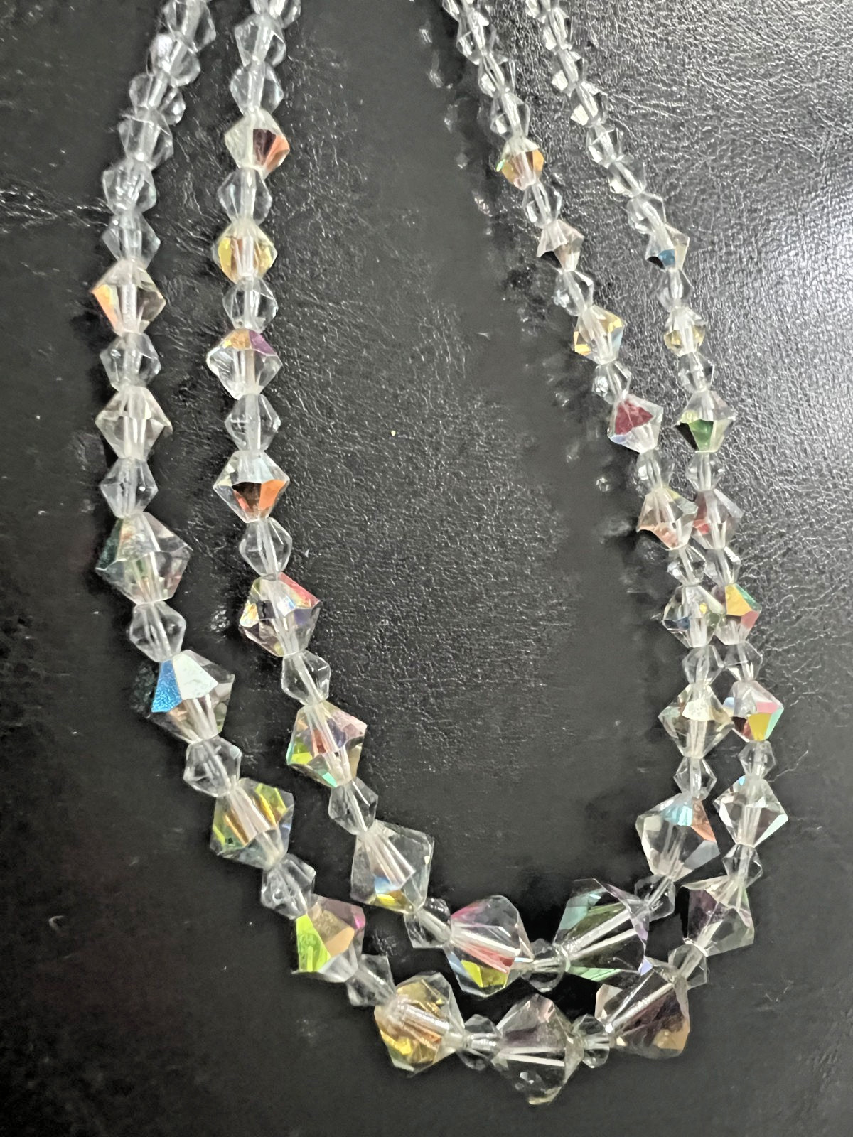 Gray strand crystal necklace 13 INCH