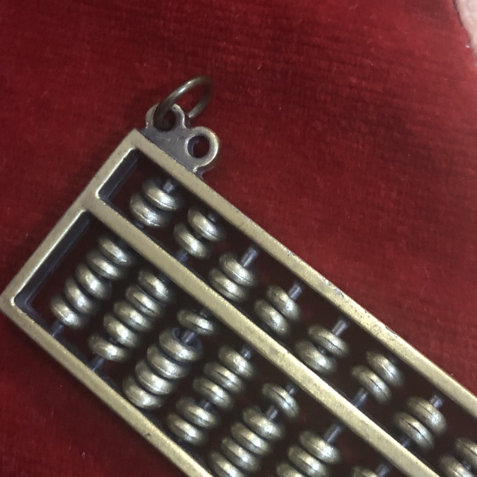 Mini Abacus Pendant Ornament Brass Tone Unmarked 2.5×5.8 Cm