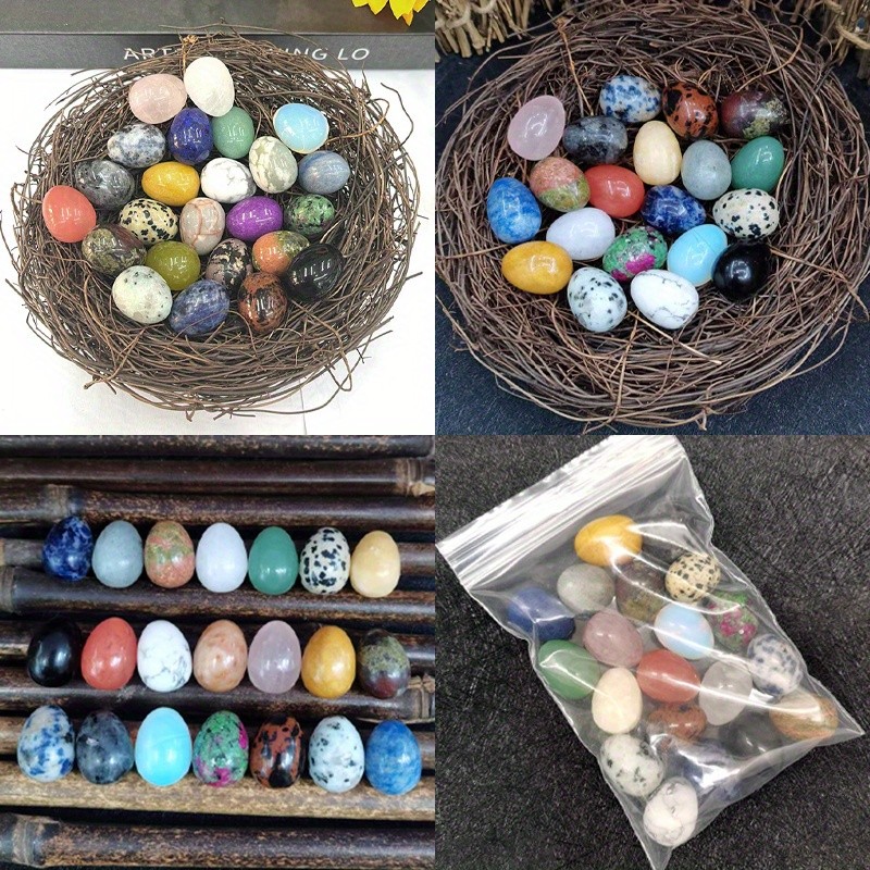 25P Egg Shaped Stones Polished Gemstone Palm Stones for Decor Crafts