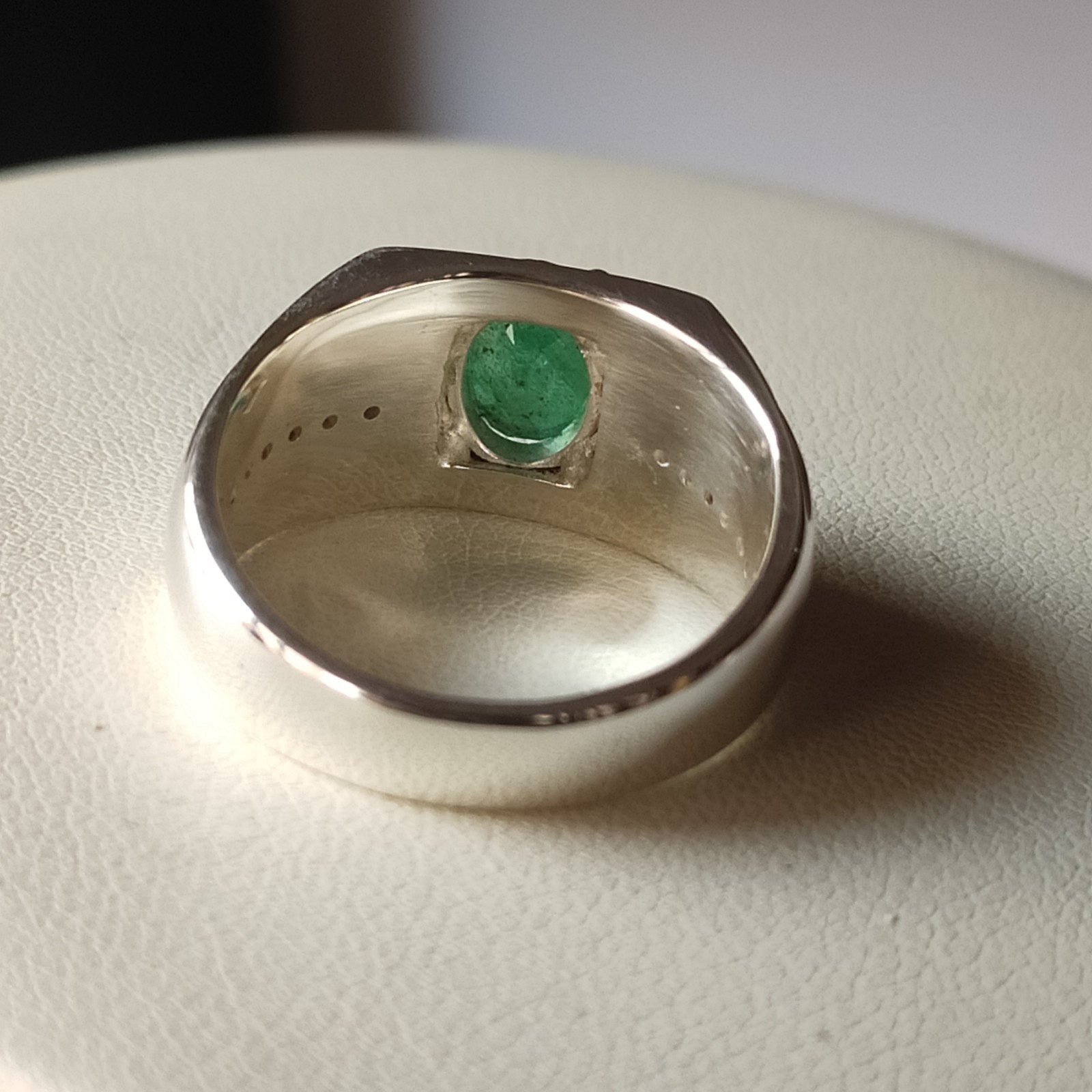 Men’s Natural Emerald Ring 925 Sterling Silver Genuine Green Gemstone