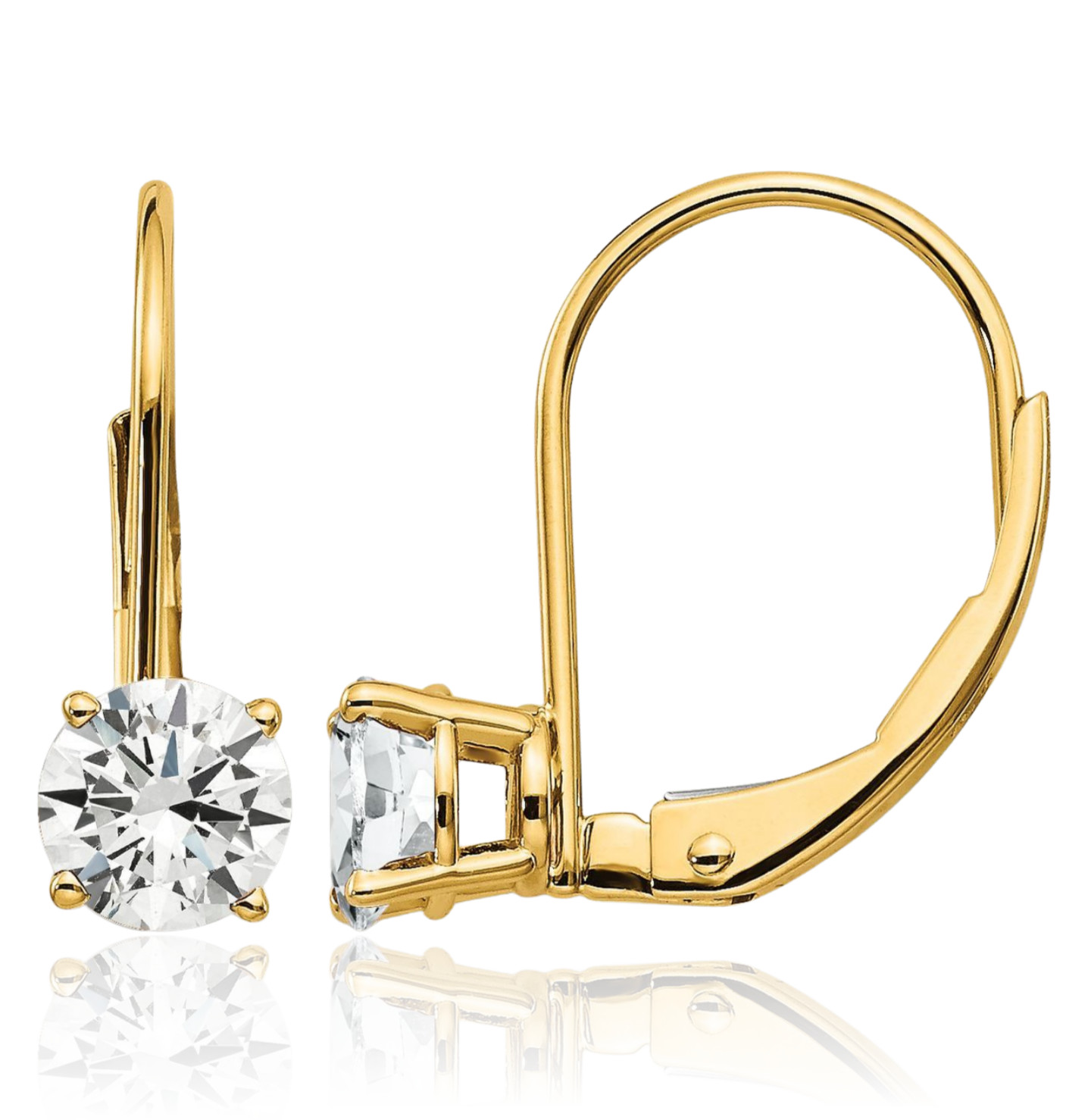 14K Solid Yellow Gold 0.50 ct Cubic Zirconia Small Drop Earrings 16mm 5/8 inch