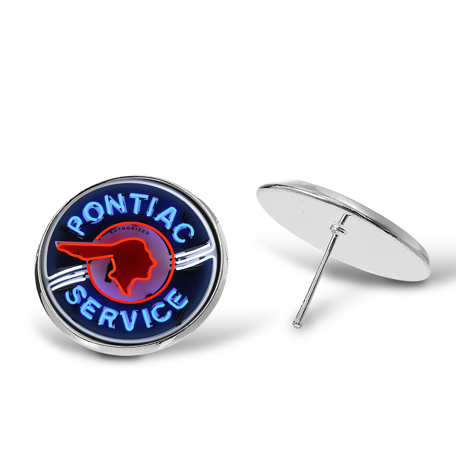 Pontiac Service Neon Sign Key Ring Necklace Cufflinks Tie Clip Ring Earrings