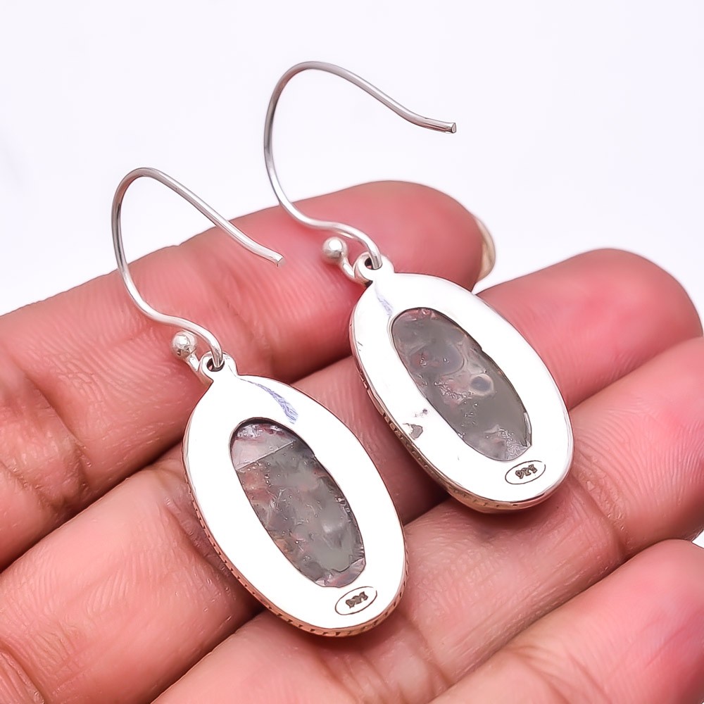 Asteroid Jasper 925 Sterling Silver Handmade Earring 1.76″, Christmas Gift