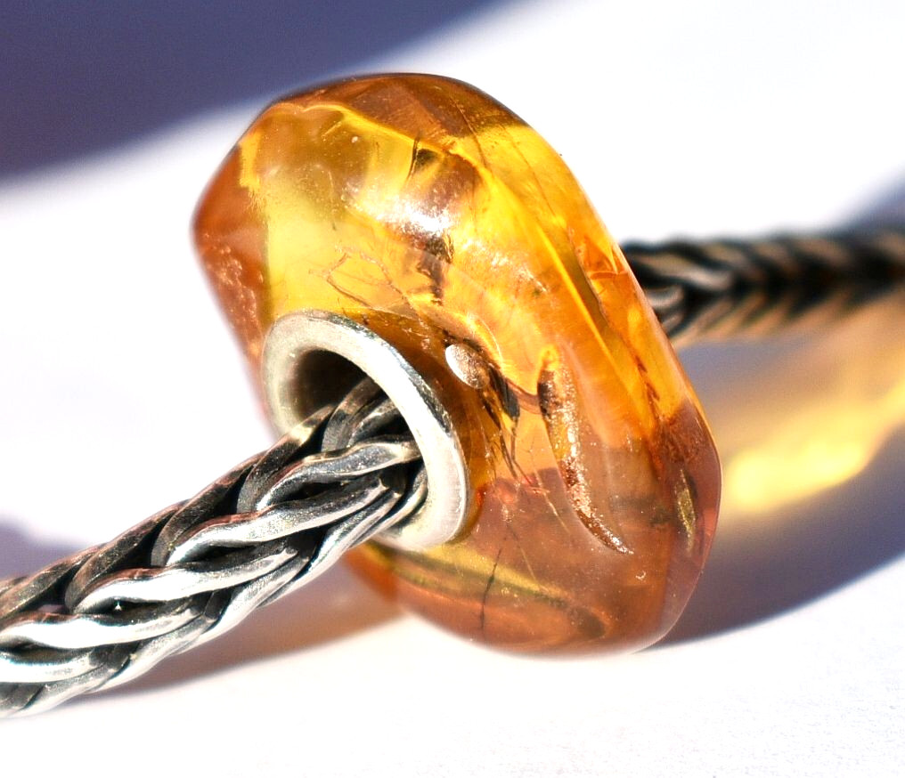 Natural Baltic Amber with Bug / Insect – 16mm charm bead, full silver core
