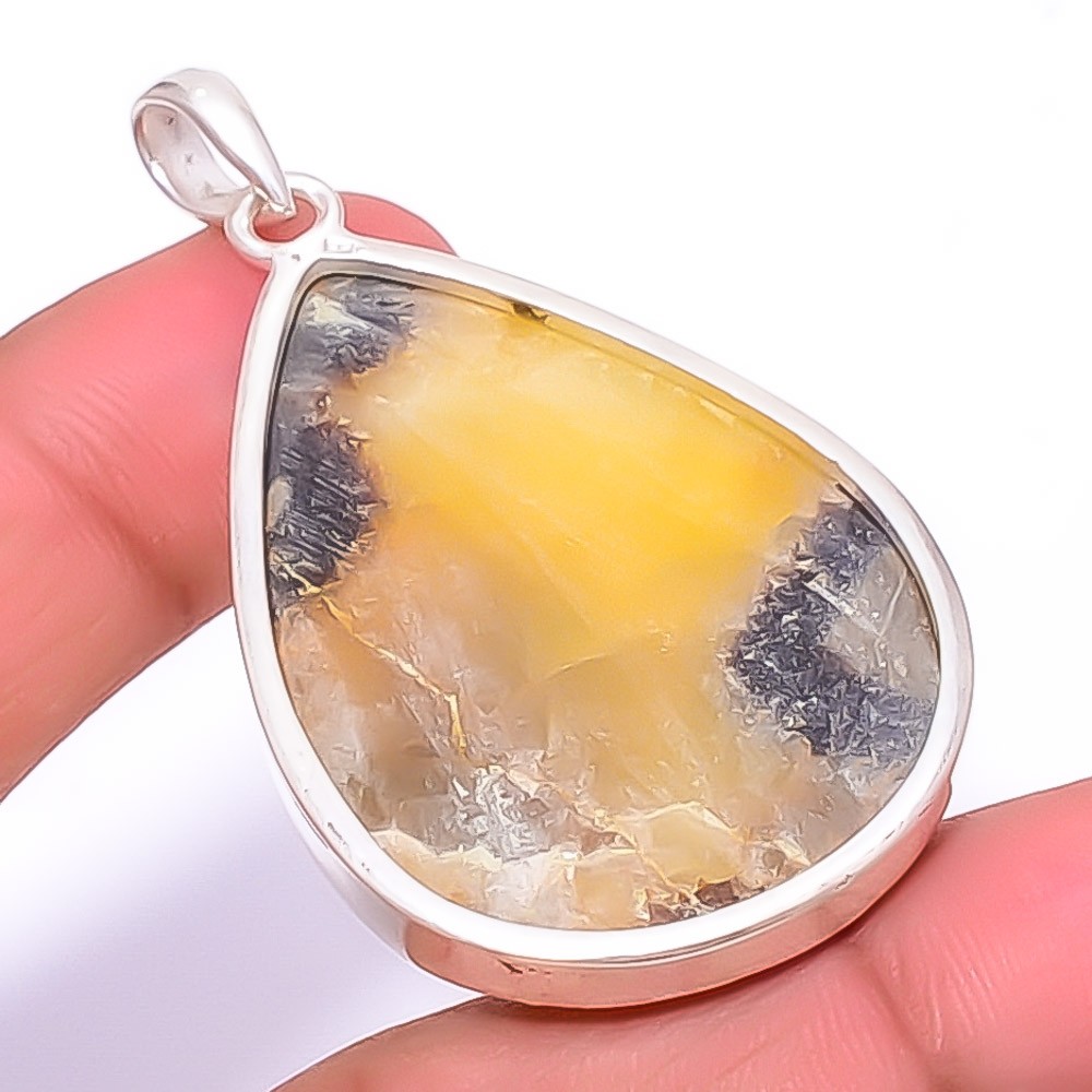 Septerian Stone Gemstone Handmade Silver Plated Pendant 2.03″ A350