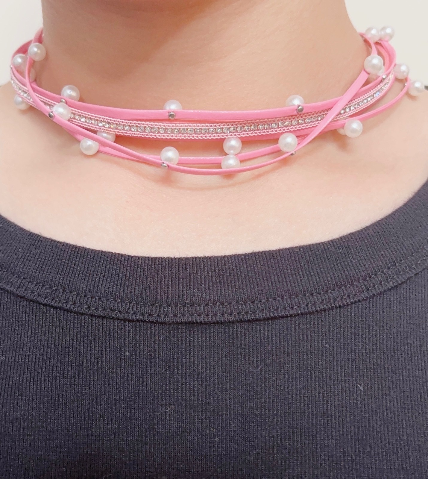 Pink Magnetic Layered Beaded Necklace
