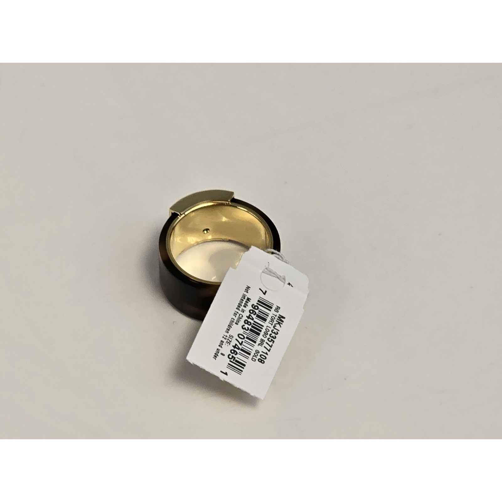 Michael Kors EST 1981 Logo Plaque Ring Gold Size 8 New NWT $75