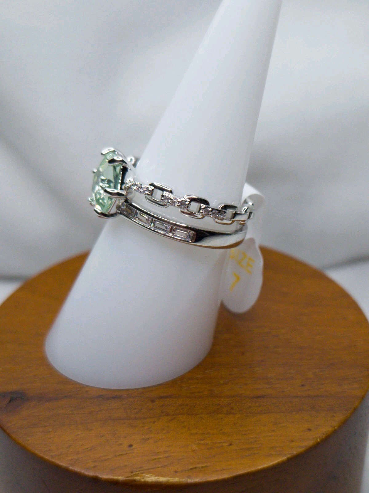 Bomb Party Ring Size 7 “Not Sorry Just Stunning” Green Amethyst On Rhodium Pl