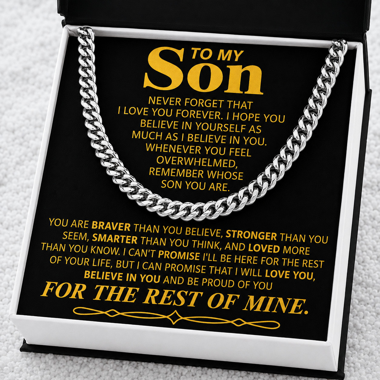 To My Son Cuban Link Chain Necklace Gift from Mom Dad Birthday Present