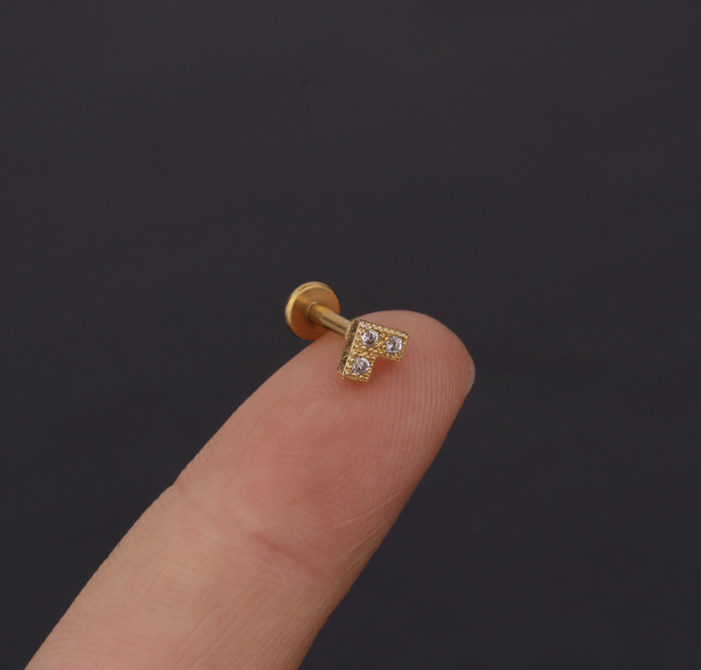 Internal Threaded Flat Labret Back Cartilage Helix Lobe Tragus Conch Earring UK