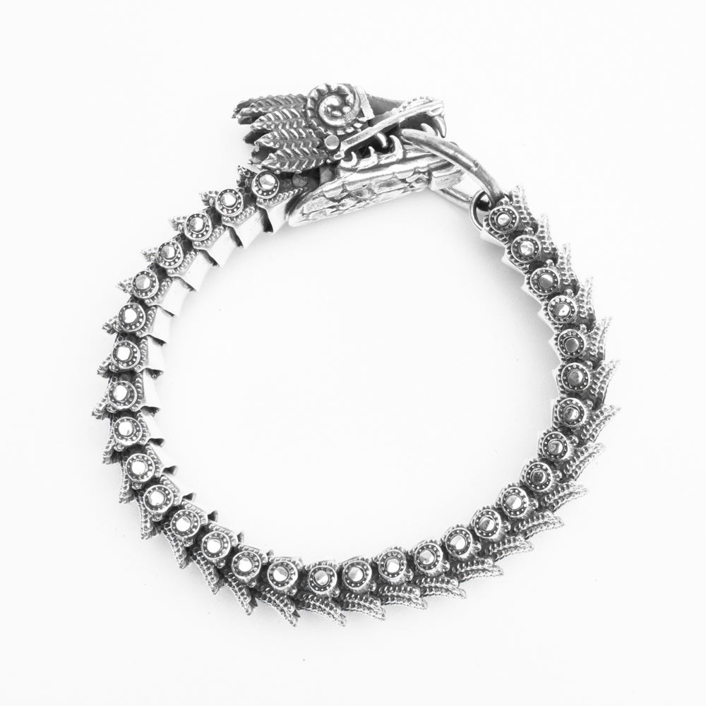 STERLING SILVER QUETZALCOATL BRACELET over 100grams of silver