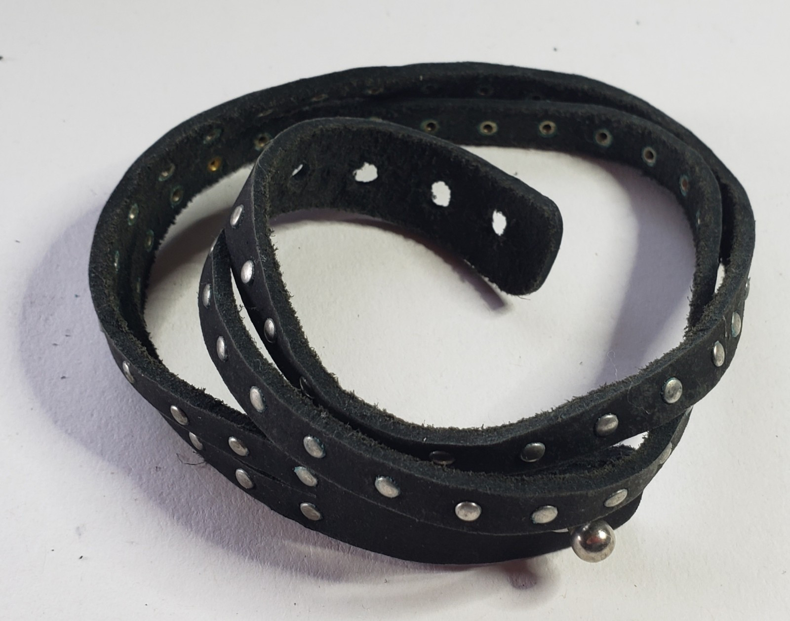 25 New 17″ Black Leather Riveted Wrap Bracelets Designed in N.S. Canada Lot L