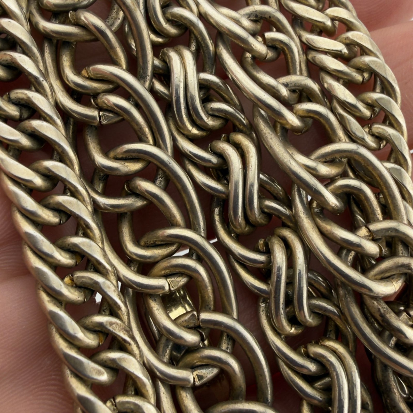 Gold Tone Multi Strand Chain Magnetic Bracelet Wide Chainmail Statement Cuff