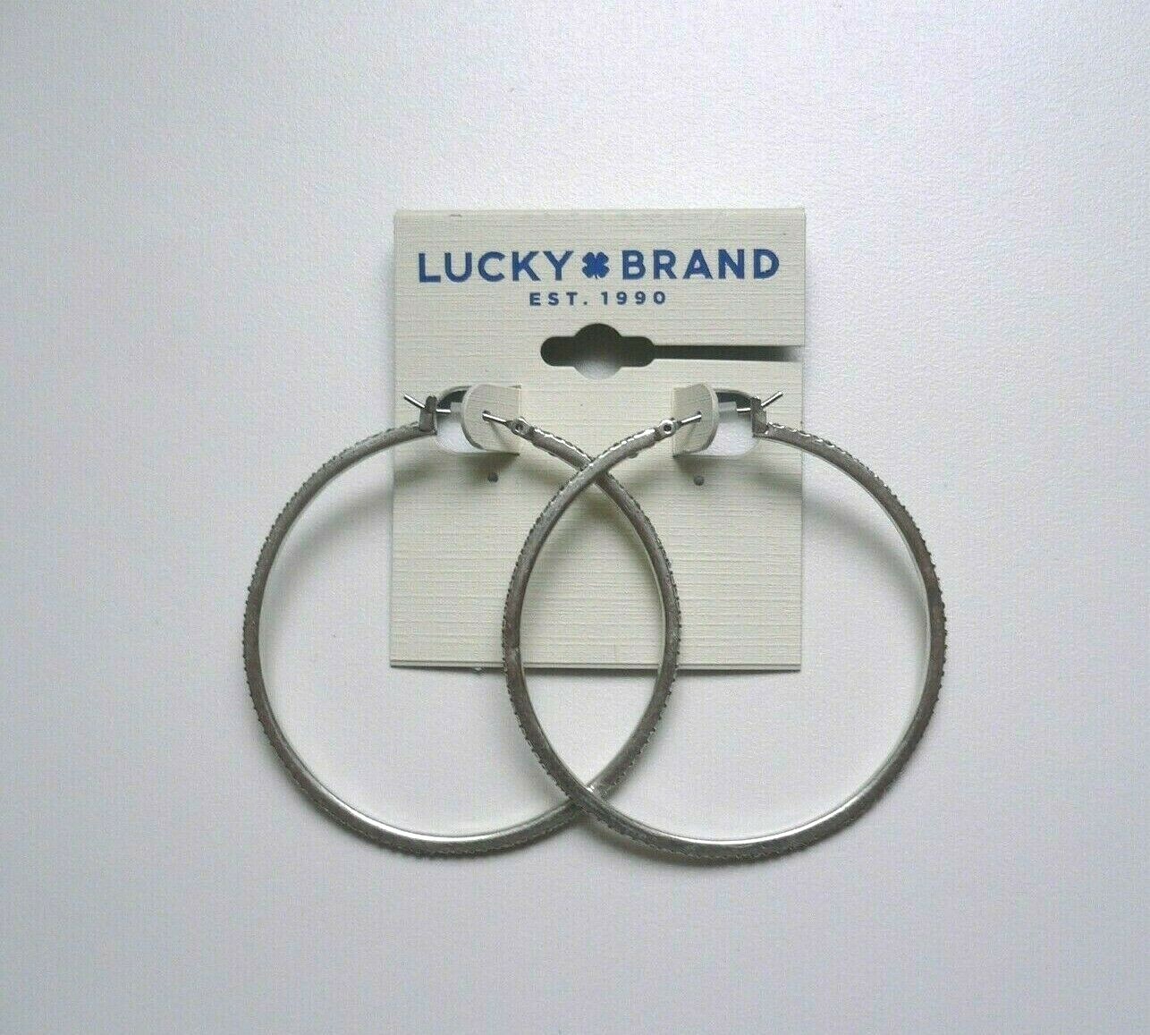 LUCKY BRAND Women’s Basic Gemstone Pave Large Hoop Earings 5.5cm NWT