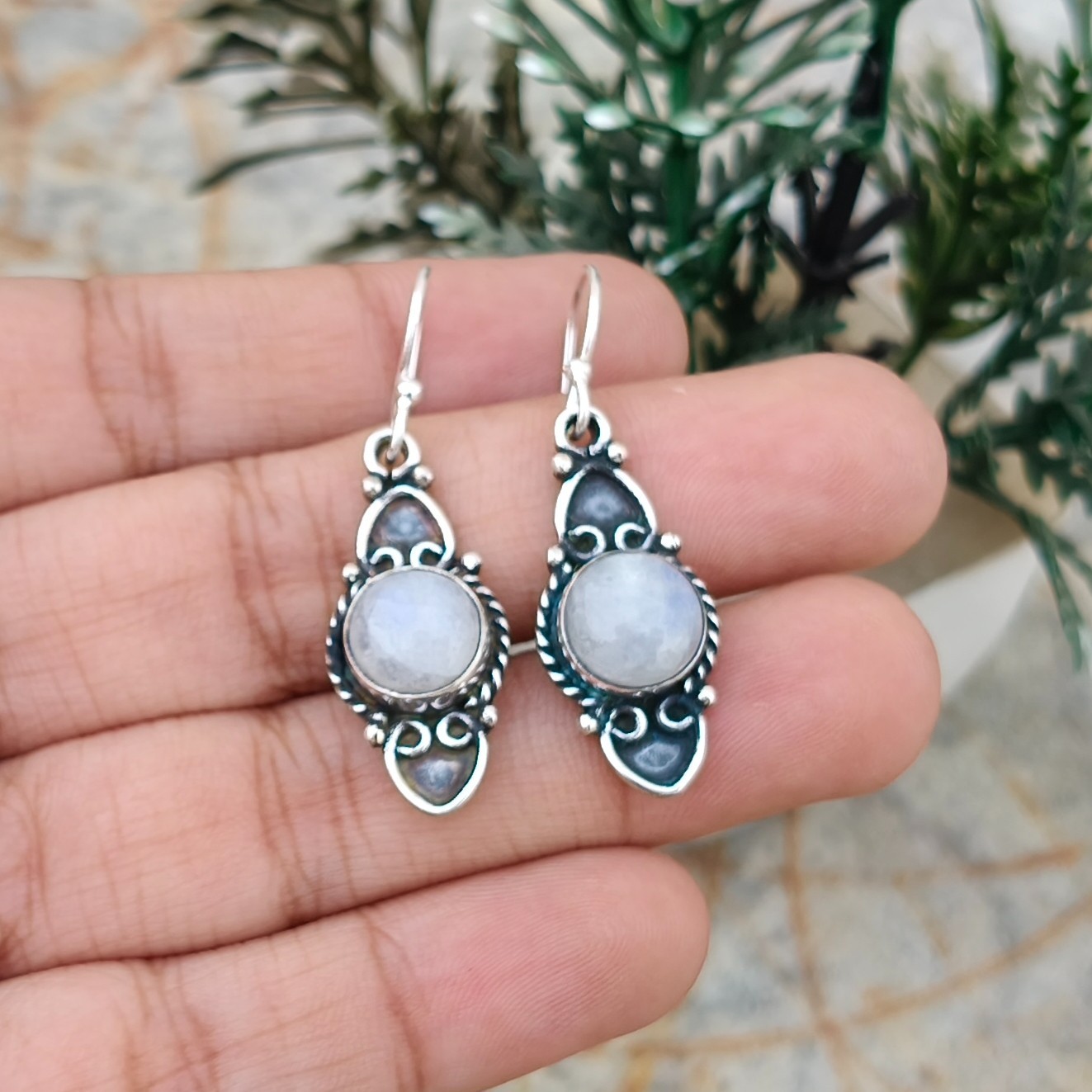 Lovely Moonstone 925 Sterling Silver Earring Wedding Women Best Gift AB-30