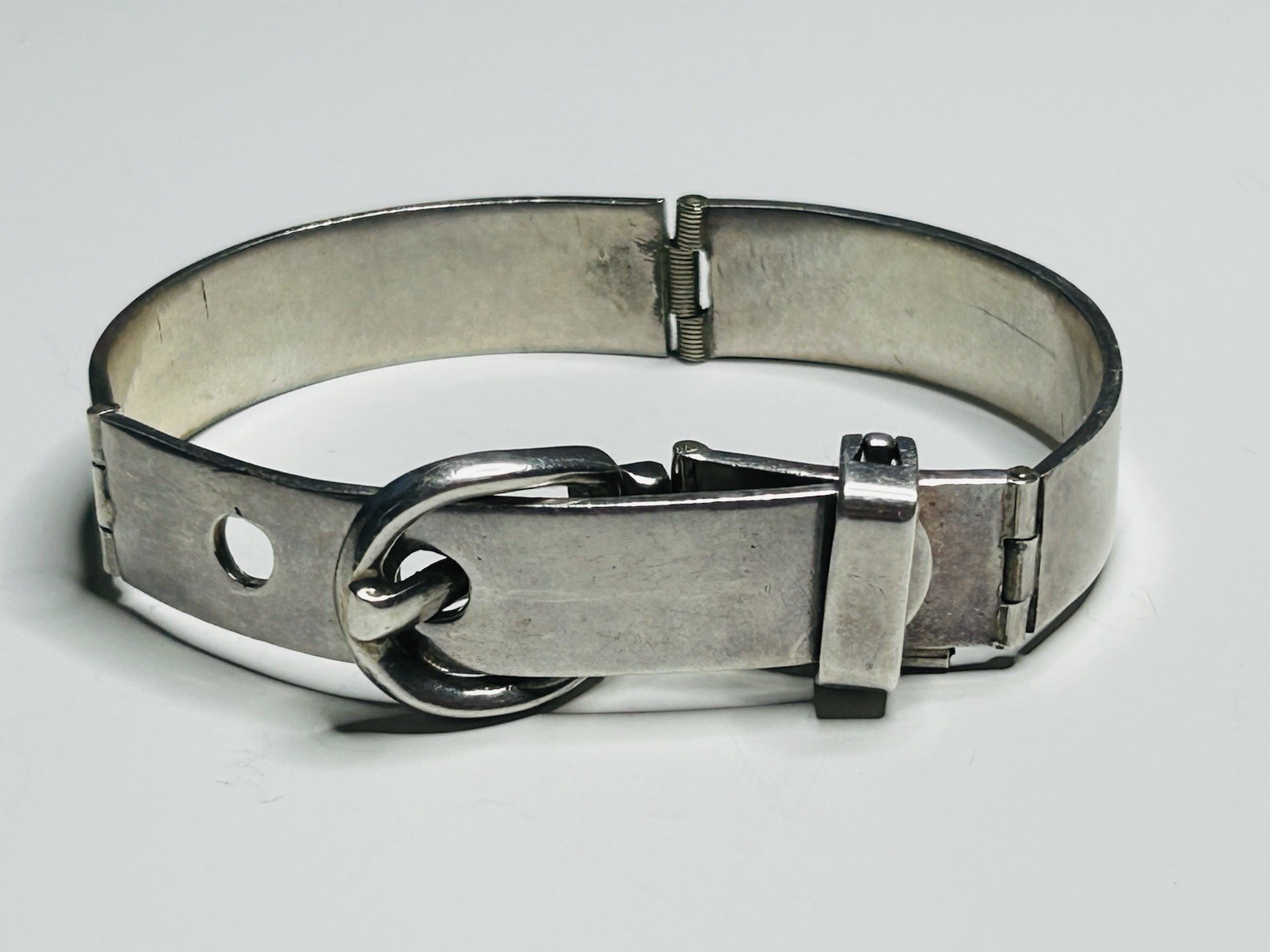 Vtg 925 BELT BUCKLE Bracelet 36Gram Hinged