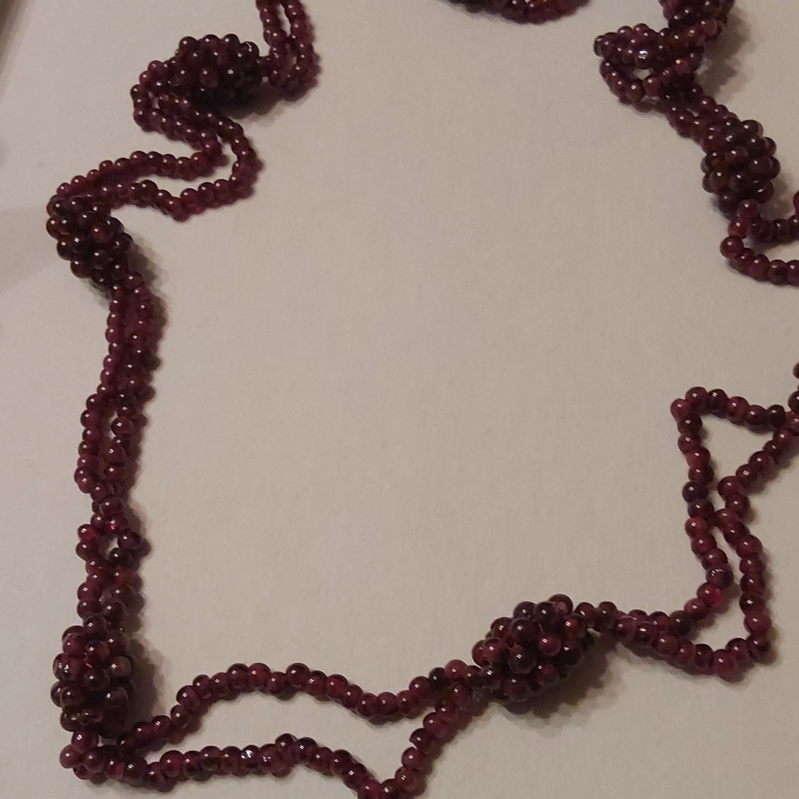 Burgundy Beaded Necklace Round Beads Ball/Bead Chain No Stone Burgundy Color