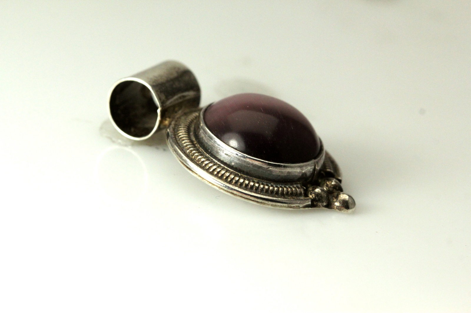 925 Sterling Silver ATI Round Purple Stone Slider Pendant 13.3 Grams (PEN7115)