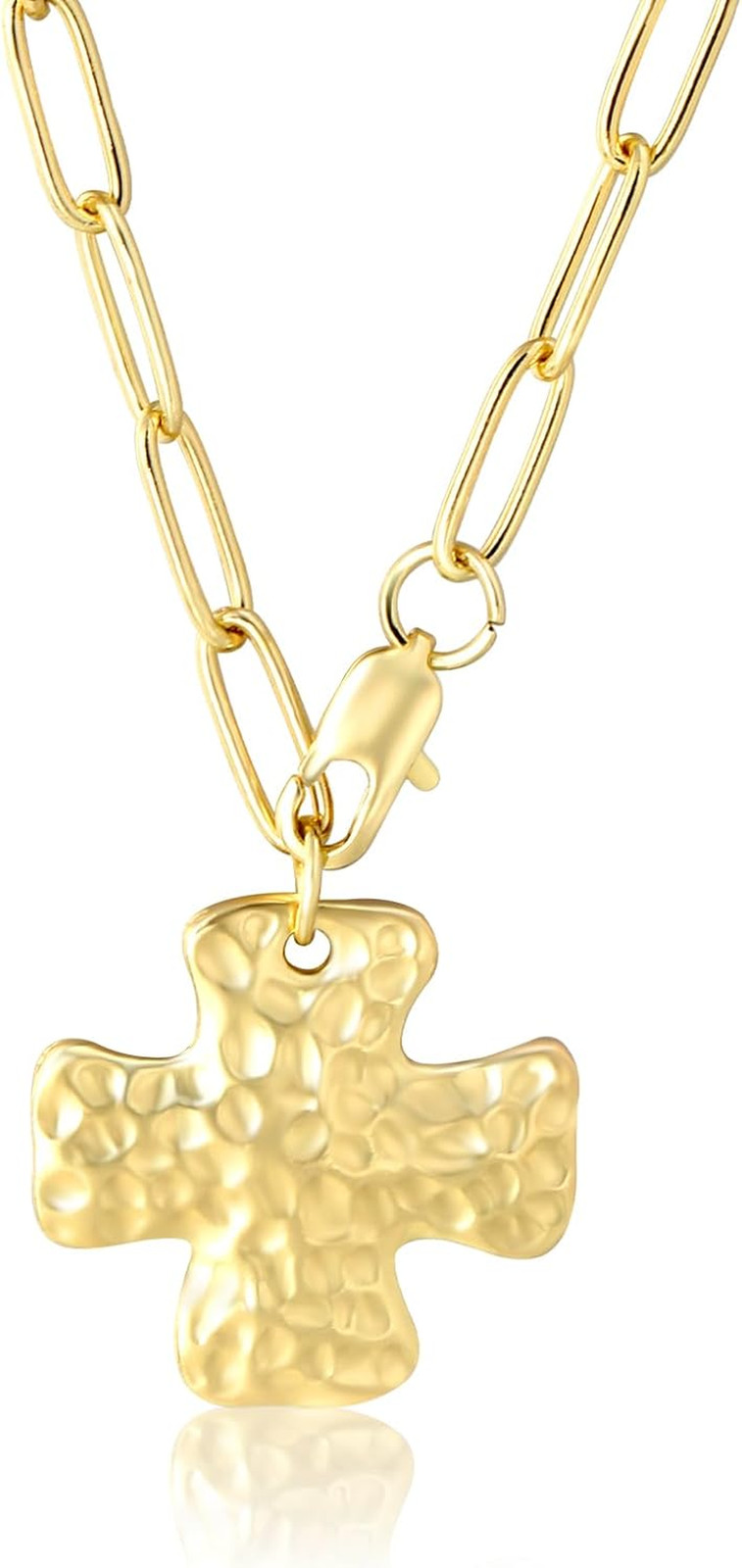 Cross Necklace for Women Non Tarnish Hypoallergenic 14K Gold Plated Chunky Gold
