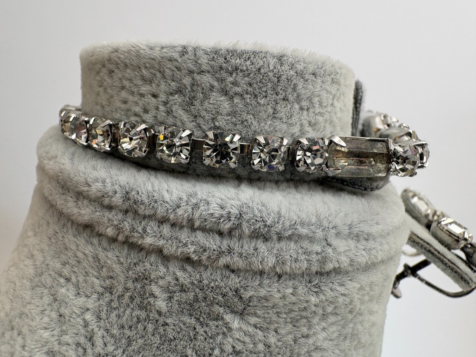 VTG 6.5″ Emerald Cut Cubic Zirconia Bracelet with Emerald Cut CZ Earrings Set