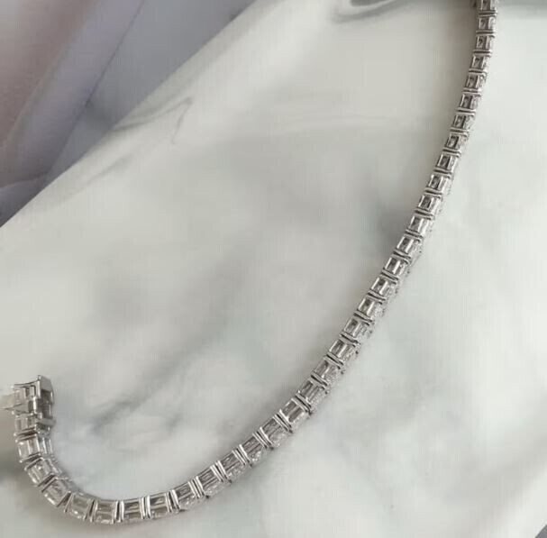Emerald Cut Simulated Diamond Stunning Charm Bracelet In 14K White Gold Plated