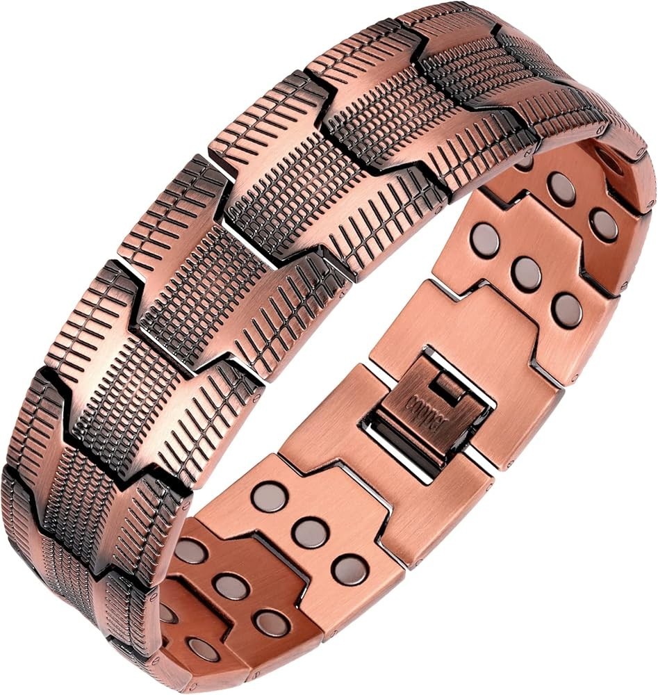 NEW Feraco Pure Copper Men’s Bracelet – tyre graphics – 4000 magnets