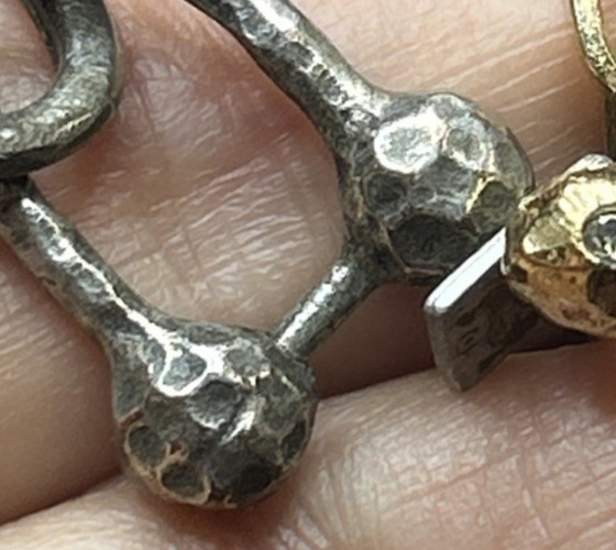 57. Tat 2 Gold Silver Plate Two Tone U Horse Shoe Link Chain Necklace 81.8g, 28″