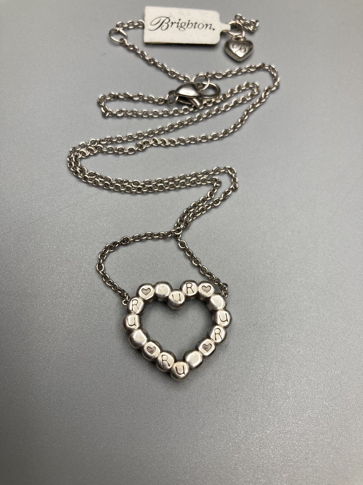 Brighton Necklace UR LOVED HEART Rounded Clear Crystal 16-19 in Adj NWT Gift
