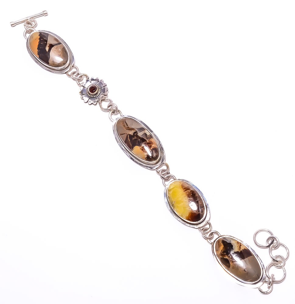 Septerian Stone & Garnet 925 Sterling Silver Tennis Bracelet 7.99″ B1825-28