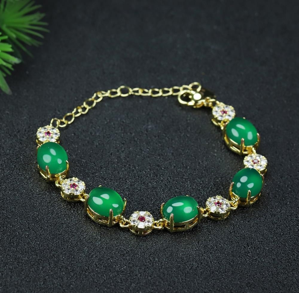 Girl Grandma Mothers Lady Women Green Jade Beads Bracelet Jewelry Gift Box DD300