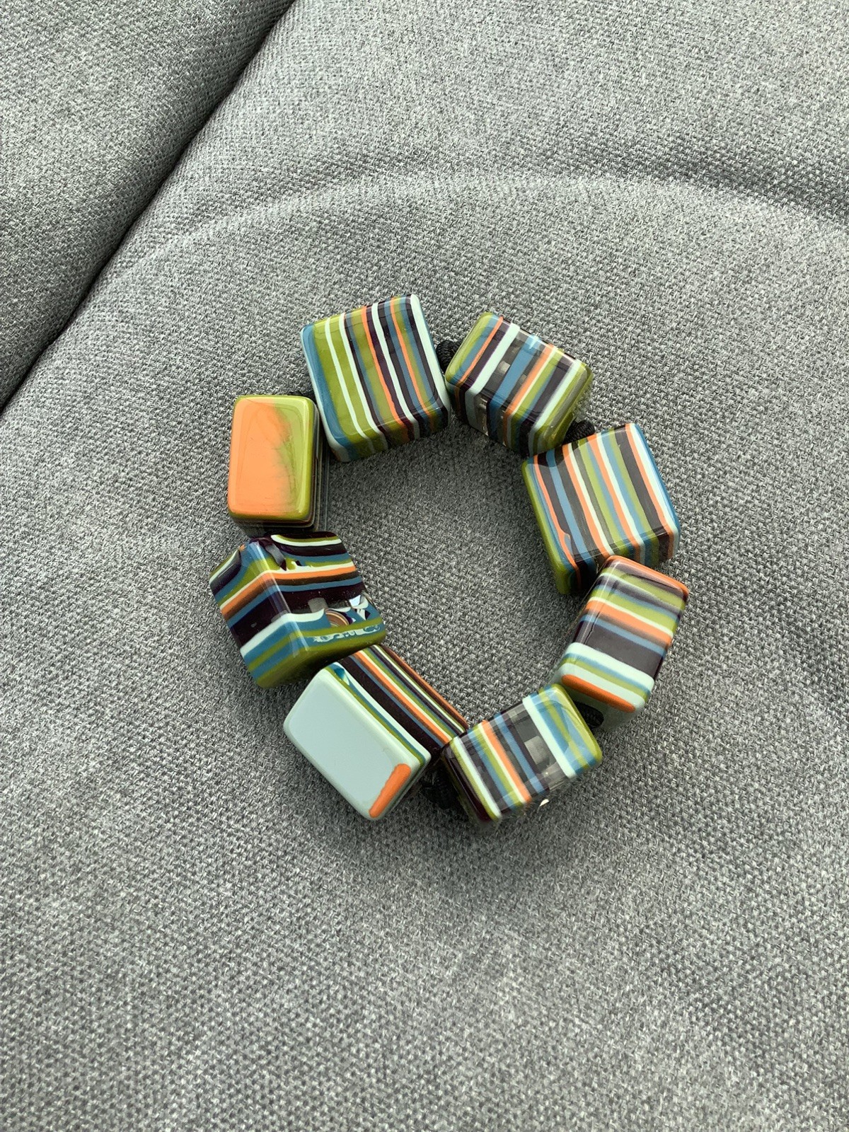 Beautiful Resin Stripe Chunky Bead Bracelet Statement Costume