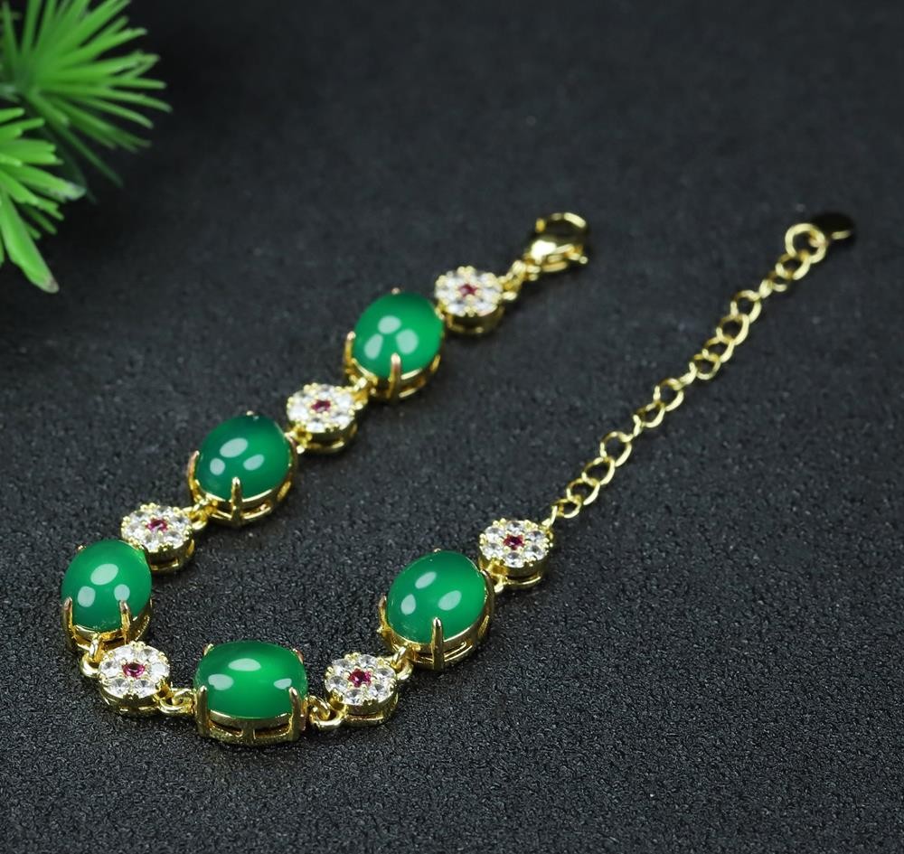 Girl Grandma Mothers Lady Women Green Jade Beads Bracelet Jewelry Gift Box DD300