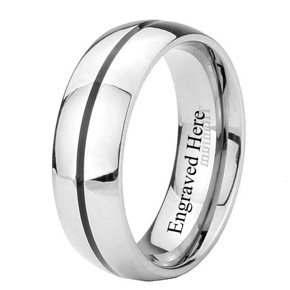 8MM Black Enamel Dome Comfort Fit Titanium Ring Size 7 to 13