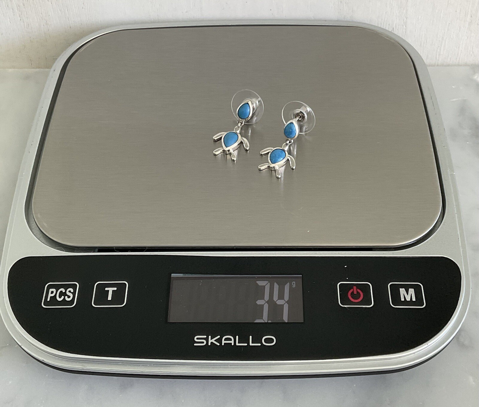 Adorable Natural Ceruleite Turtle Dangle Earrings 2.15 CTW 925 Sterling Silver