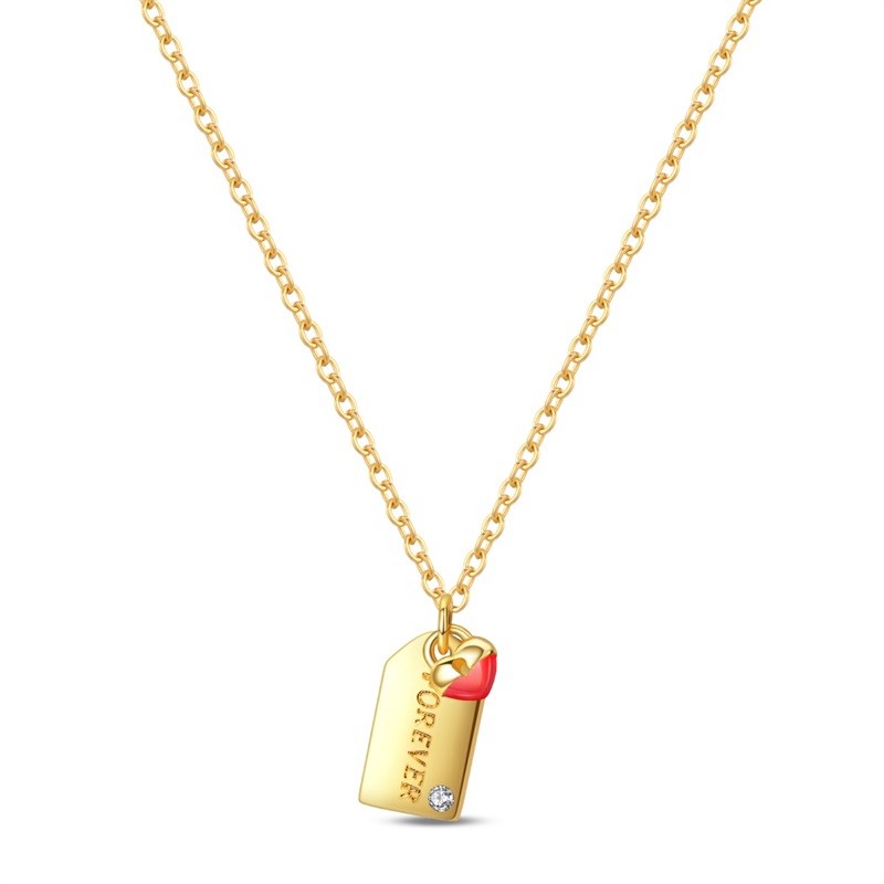 KUNSIR 925 Sterling Silver Gold Forever Love Necklace For Women Choker 25″ Chain