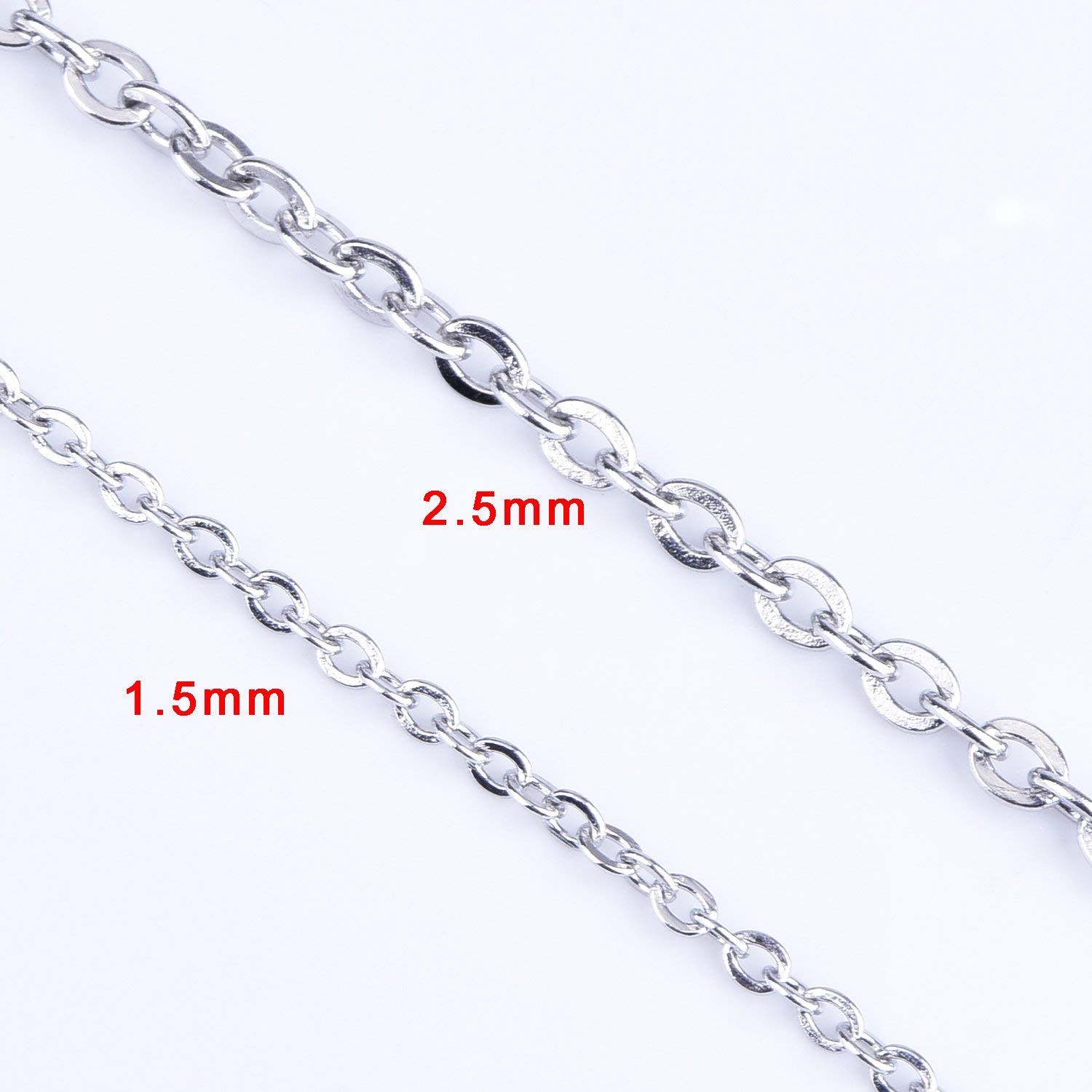 33 Feet Necklace Chains Stainless Steel DIY Chain Necklaces with 20 Lobster Cla