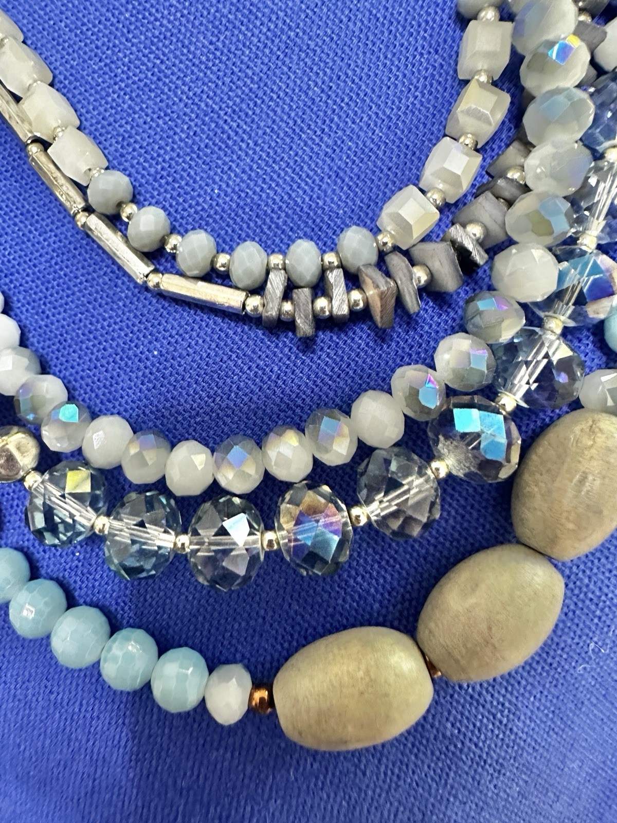 5 Multi Strand Necklace Mixed Beaded & Leather Cord Adjustable 13 .5 – 16.5 inch