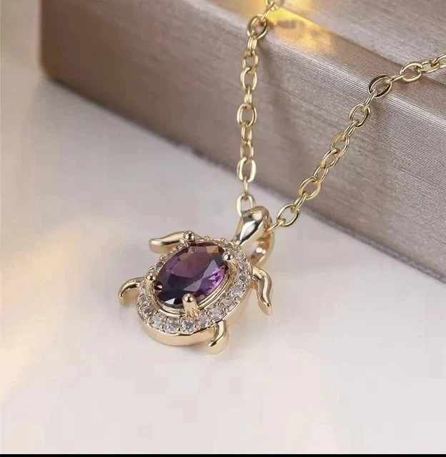 2Ct Oval Cut Simulated Amethyst Stunning Pendant Necklace 14K Yellow Gold Plated
