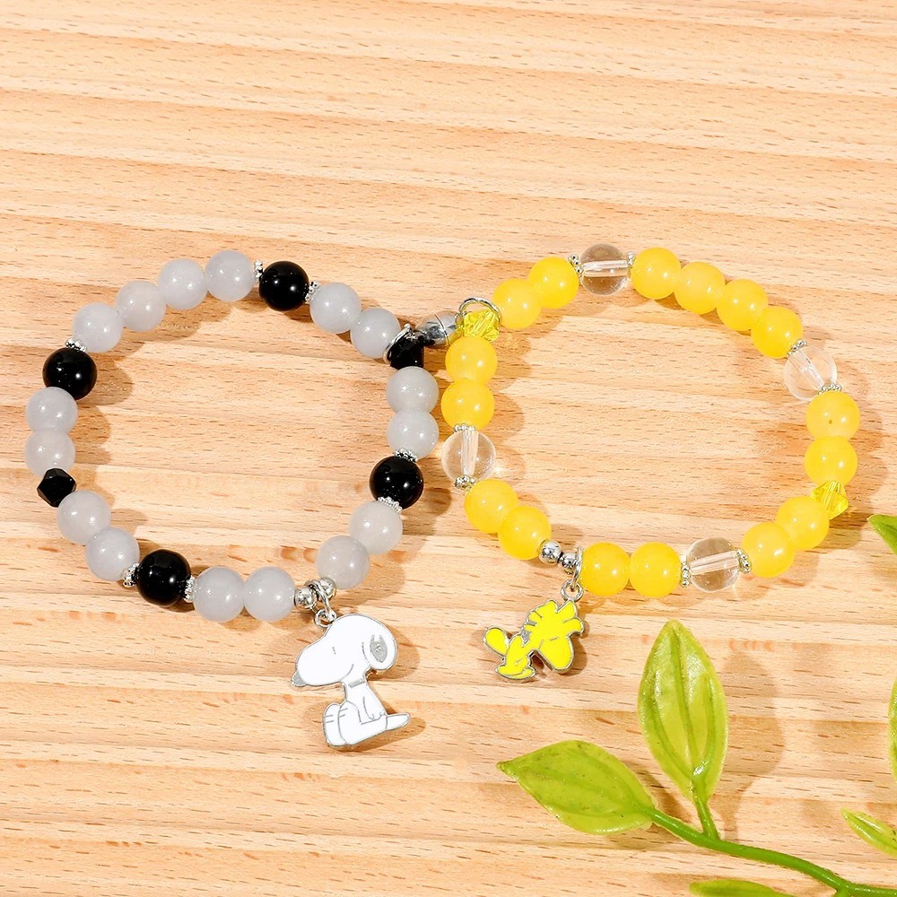 2PCS Magnetic Snoopy Couple Bracelets Cartoon Friendship Wristbands Unisex Gift