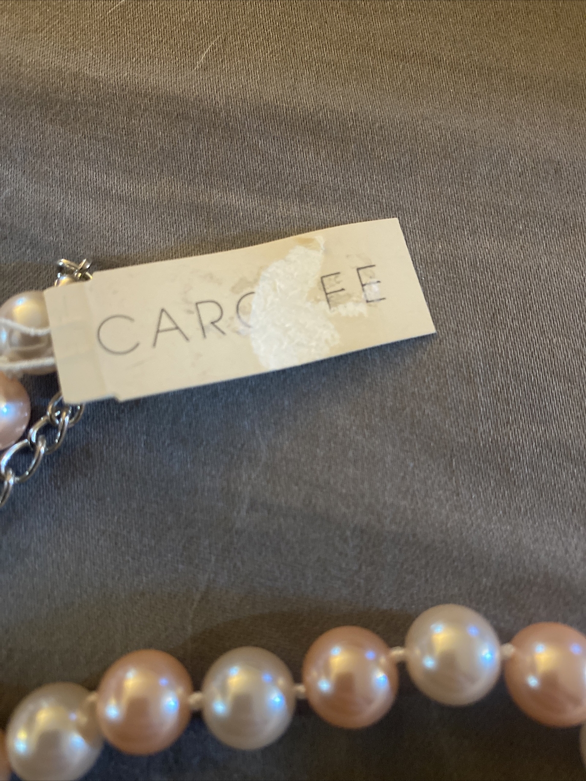 Carolee Faux Pearl Necklace Long Pale Pink & White BRAND NEW