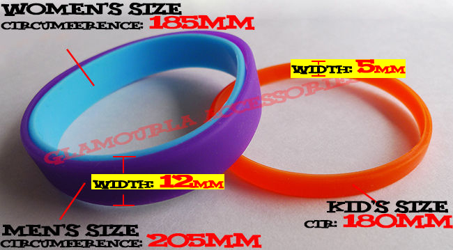 Silicone Rubber Sport Wristband Cuff Bracelet Band Sz MEN WOMEN KID GLOW IN DARK