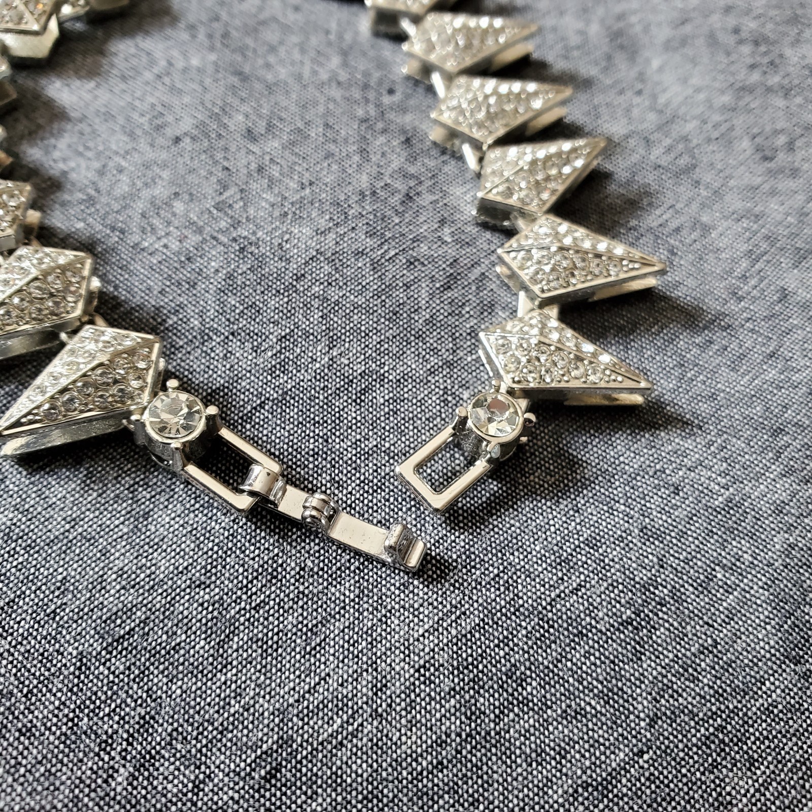 Rhinestone Spike Bracelet, 8 inch silver tone link bracelet