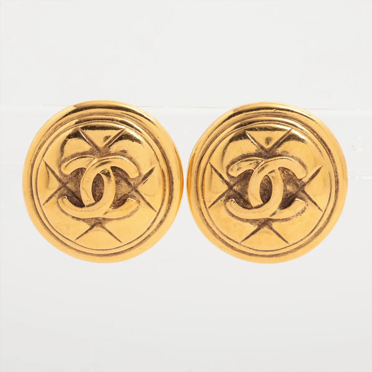 Chanel Coco Mark Matelasse 2389 Earrings (for both ears) GP Gold