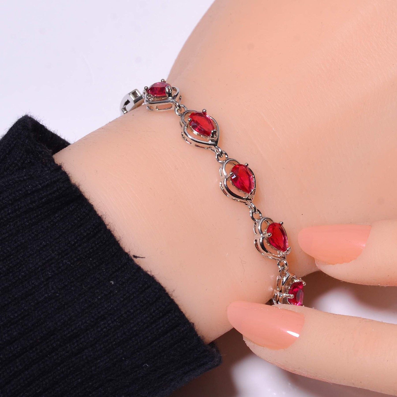 Pink Rubellite Tourmaline 925 Sterling Silver Tennis Bracelet 8.99″ B_9730_696_1
