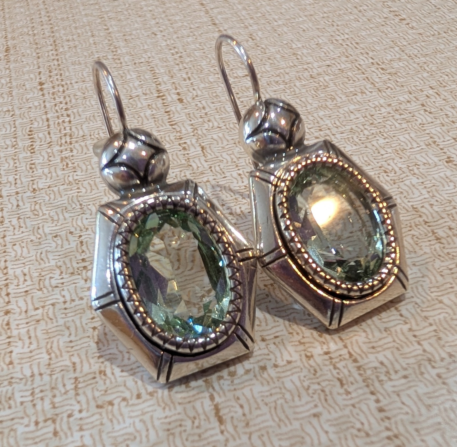 Brighton Clarita Gem Earrings Pale Green Crystal Silver Tone French Wire